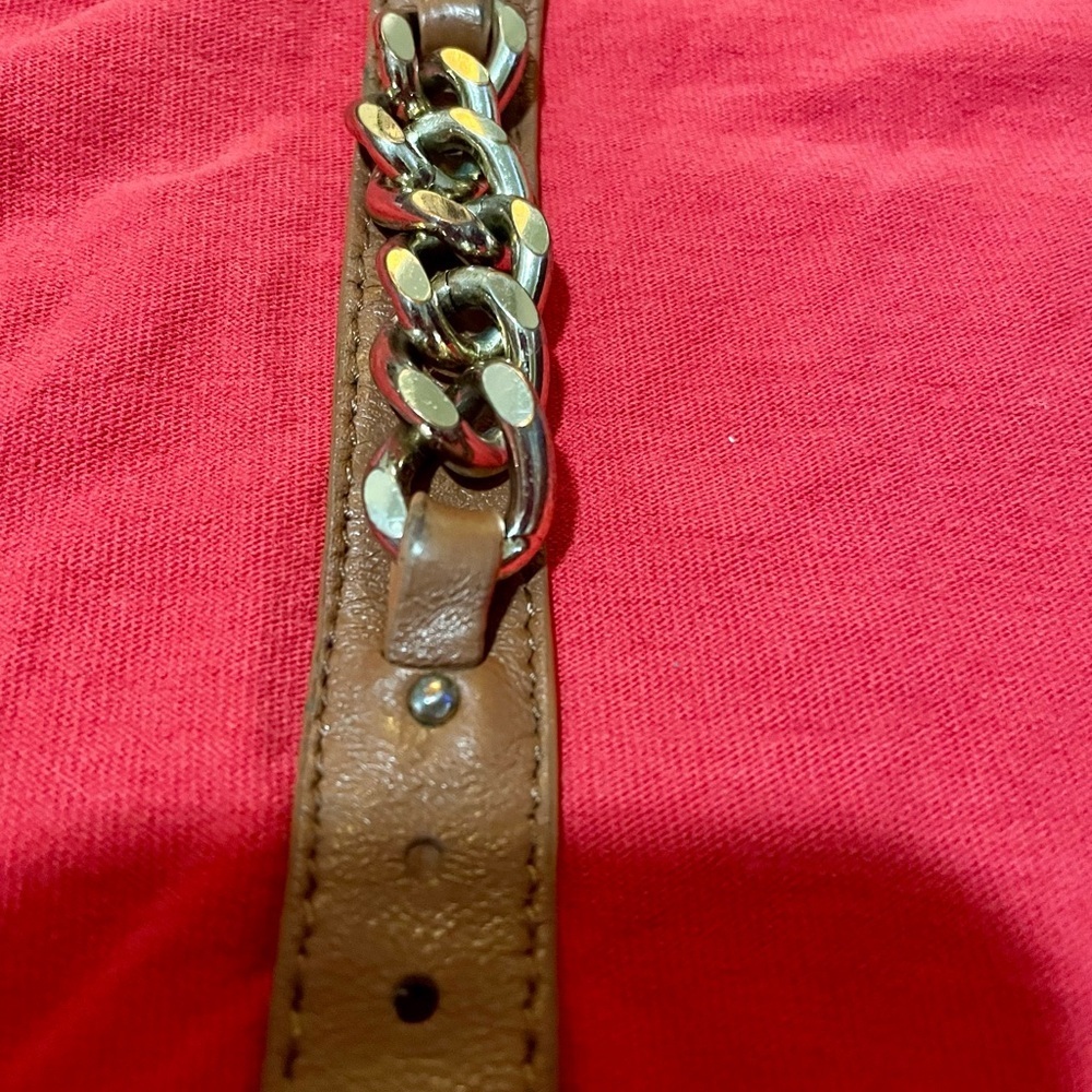 2 of Brown Leather and Gold Chain Womens Belt bracelet - Picture 10 of 16